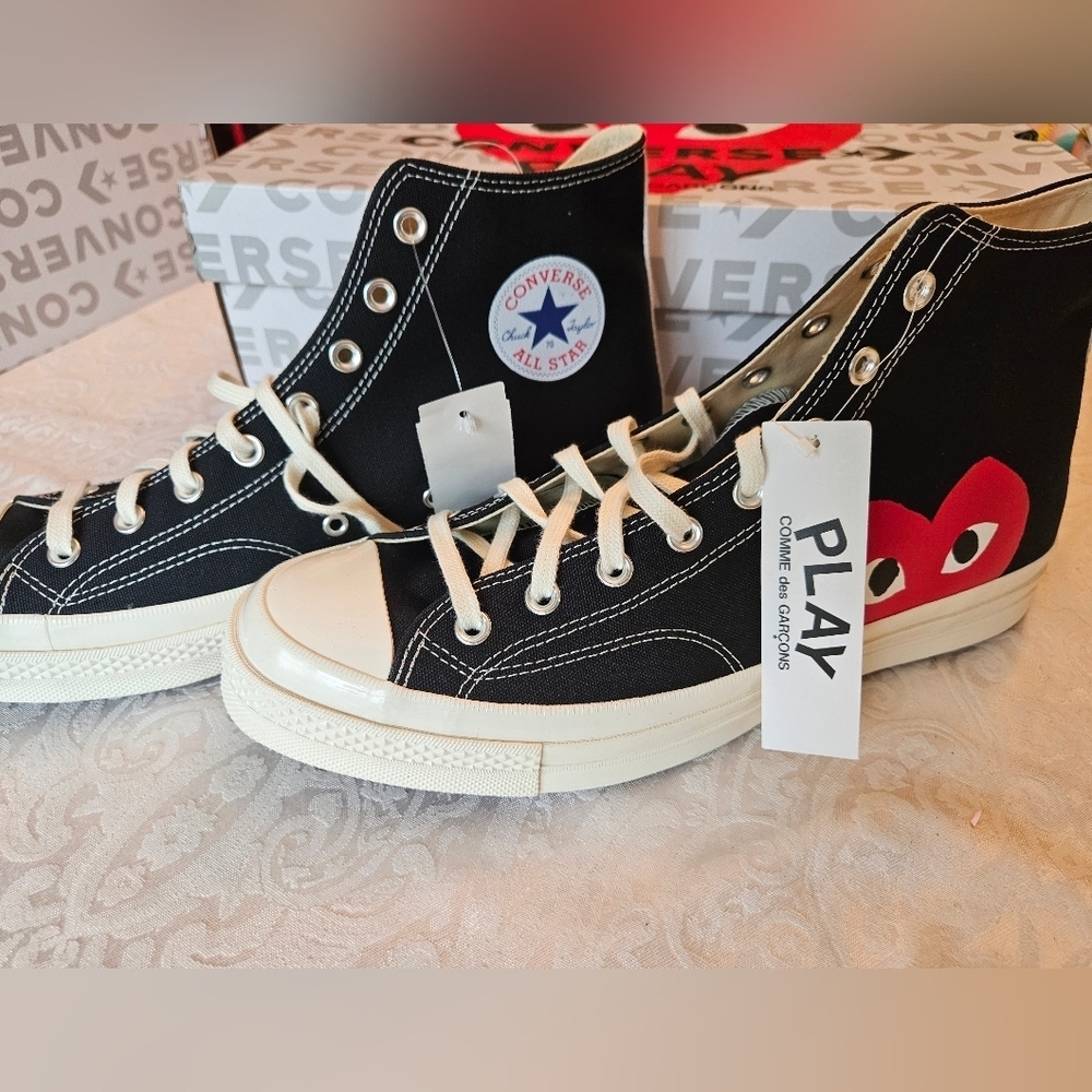 Converse x Comme des Garçons Black High-Top Sneakers, Men's 12, Women's 14, NIB